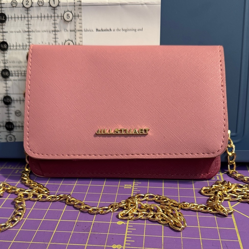 Jill Stuart Pink Colorblock Crossbody Bag with Gold Aftermarket Chain